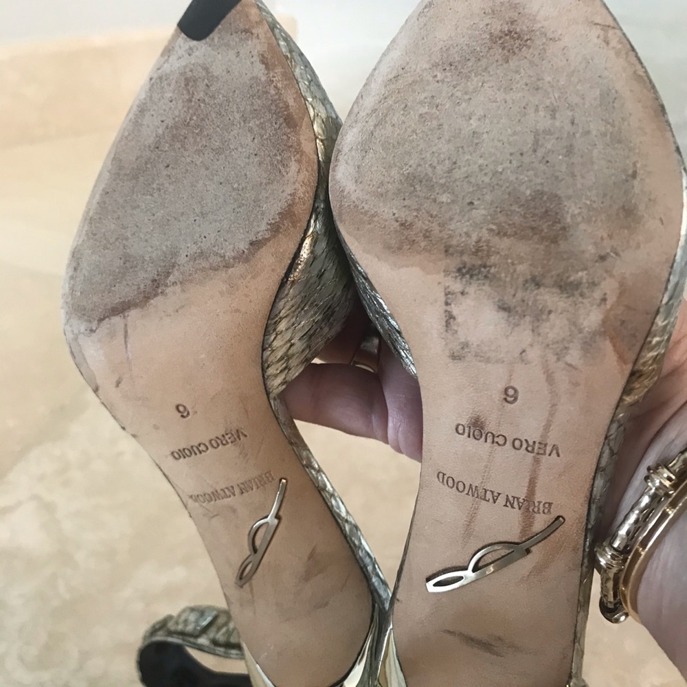 Brian Atwood silver metallic ankle strap pumps. - Picture 5 of 5